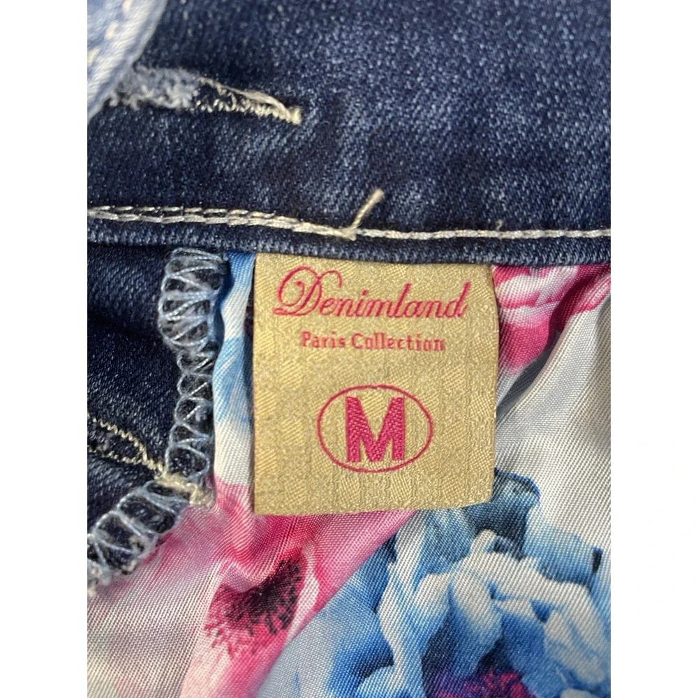 Denim Jean Girls ShortAlls Artsey Vibrant Patches Distressed Hem Painted Paris M
